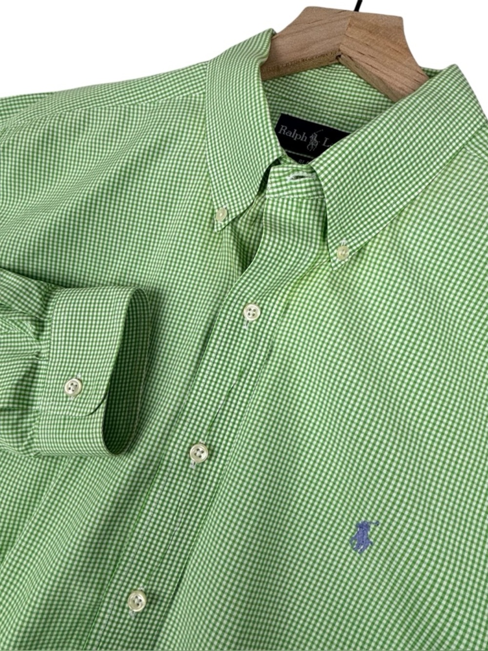 Ralph Lauren Blake Shirt Mens XL Green Gingham Check Button Down Long